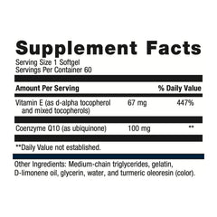 Close-up of Metagenics CoQ10 ST-100-100 mg softgel bottle