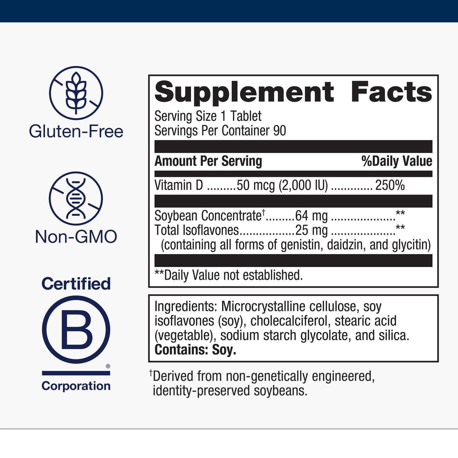 Back view of Metagenics D3 2000 IU Complex bottle with supplement facts