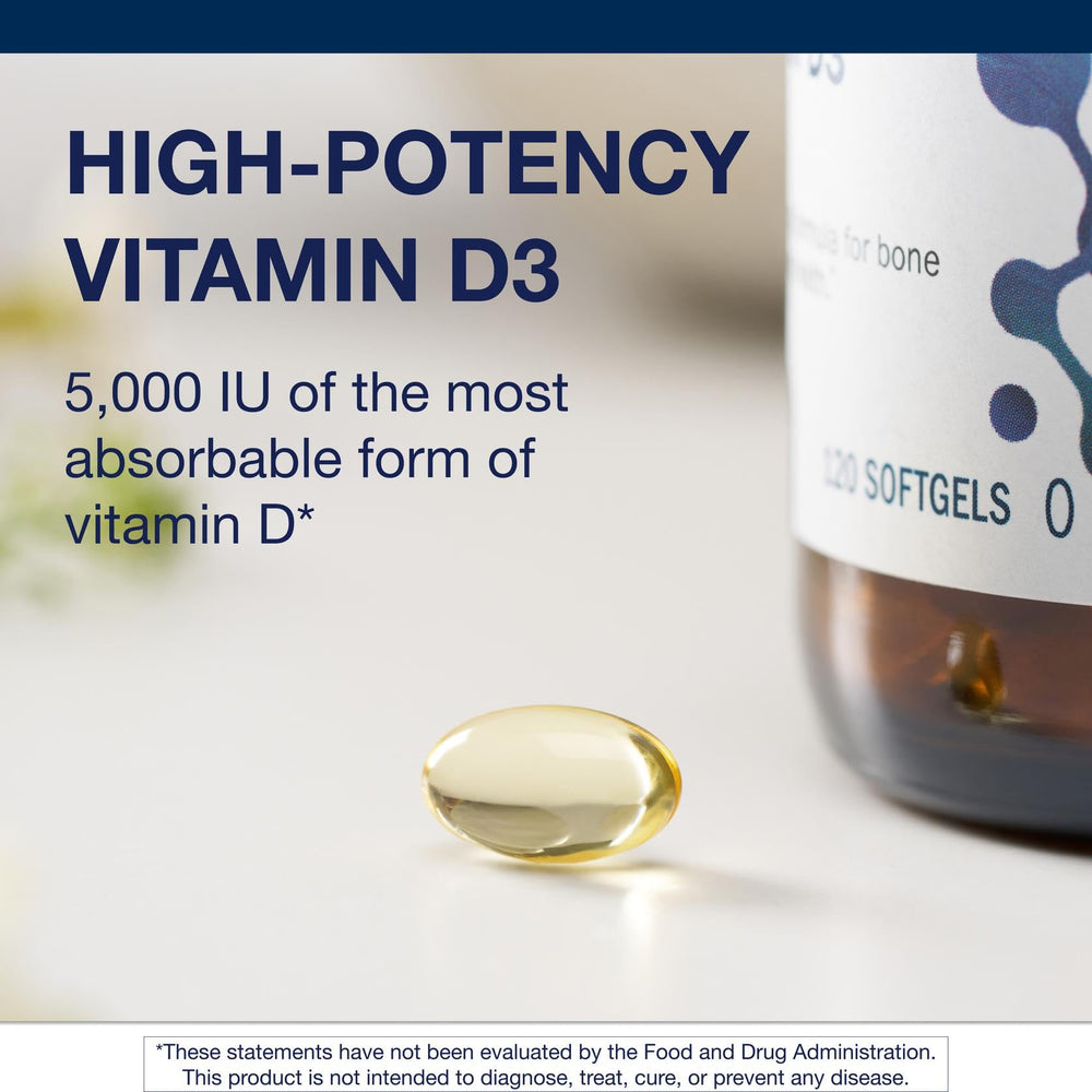 Supplement facts panel for Metagenics Vitamin D3 5000 IU