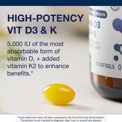 Close-up of label: Vitamin D3 + K with MK-7