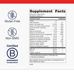 Metagenics Endura lemonade packaging close-up highlighting non-GMO and gluten-free features.