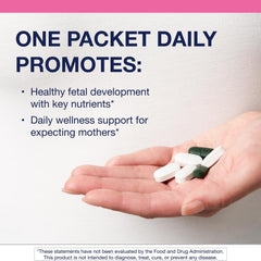 Close-up of Prenatal Pack highlighting folate and choline