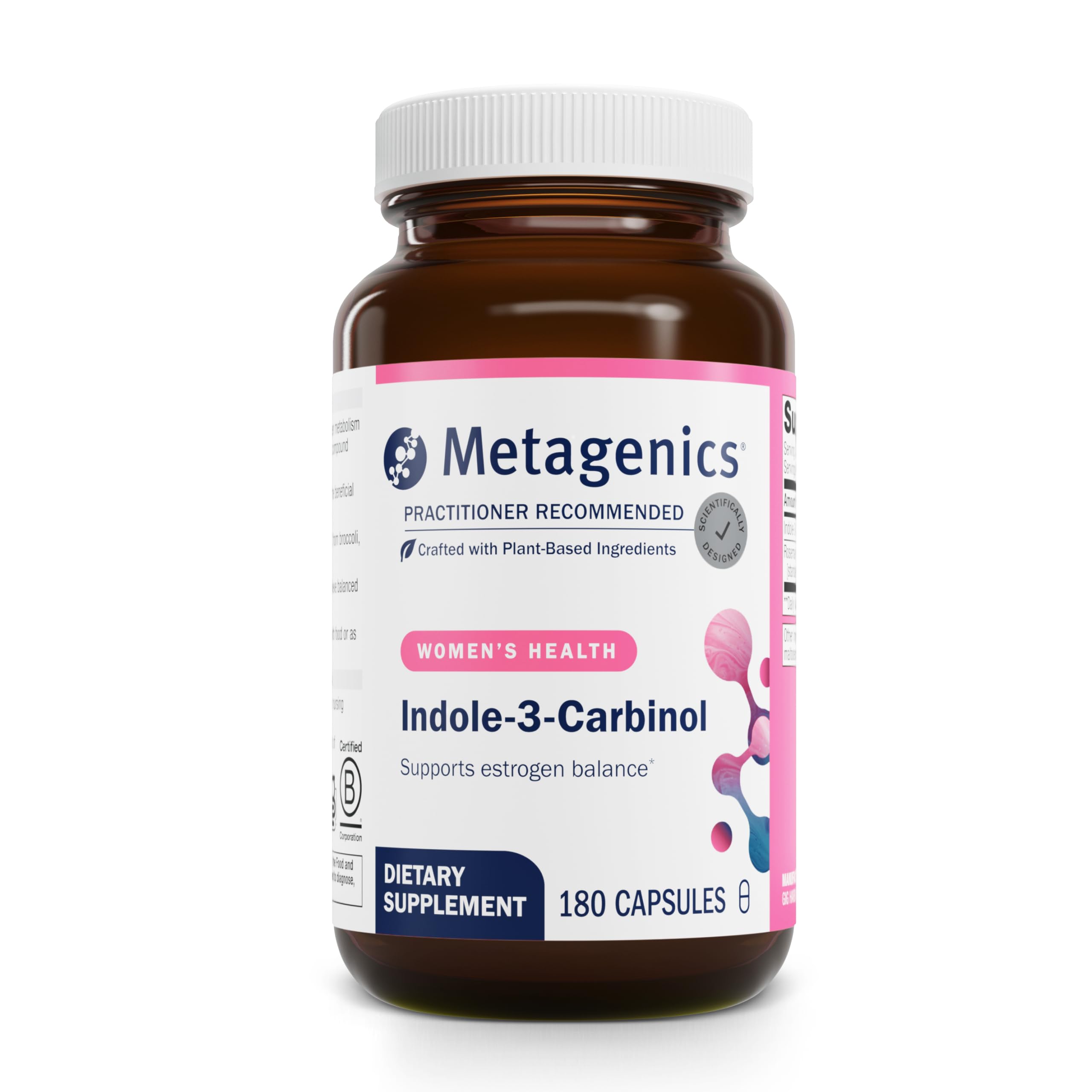Metagenics Indole-3-Carbinol supplement bottle with 180 capsules