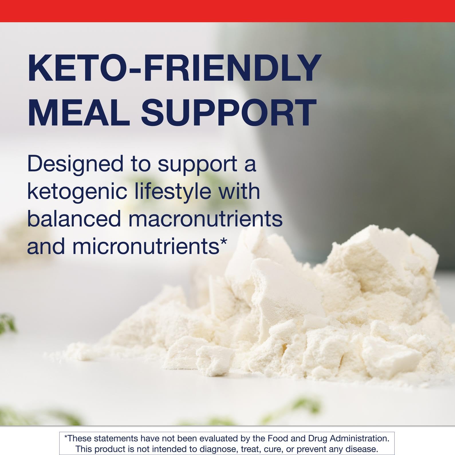 Keto diet support messaging on Ketogenic Shake packaging
