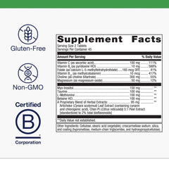 Metagenics Lipo-Gen tablets close-up highlighting B12 and choline for fat metabolism support.