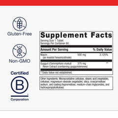 Close-up of Lipotain capsules containing inositol hexanicotinate