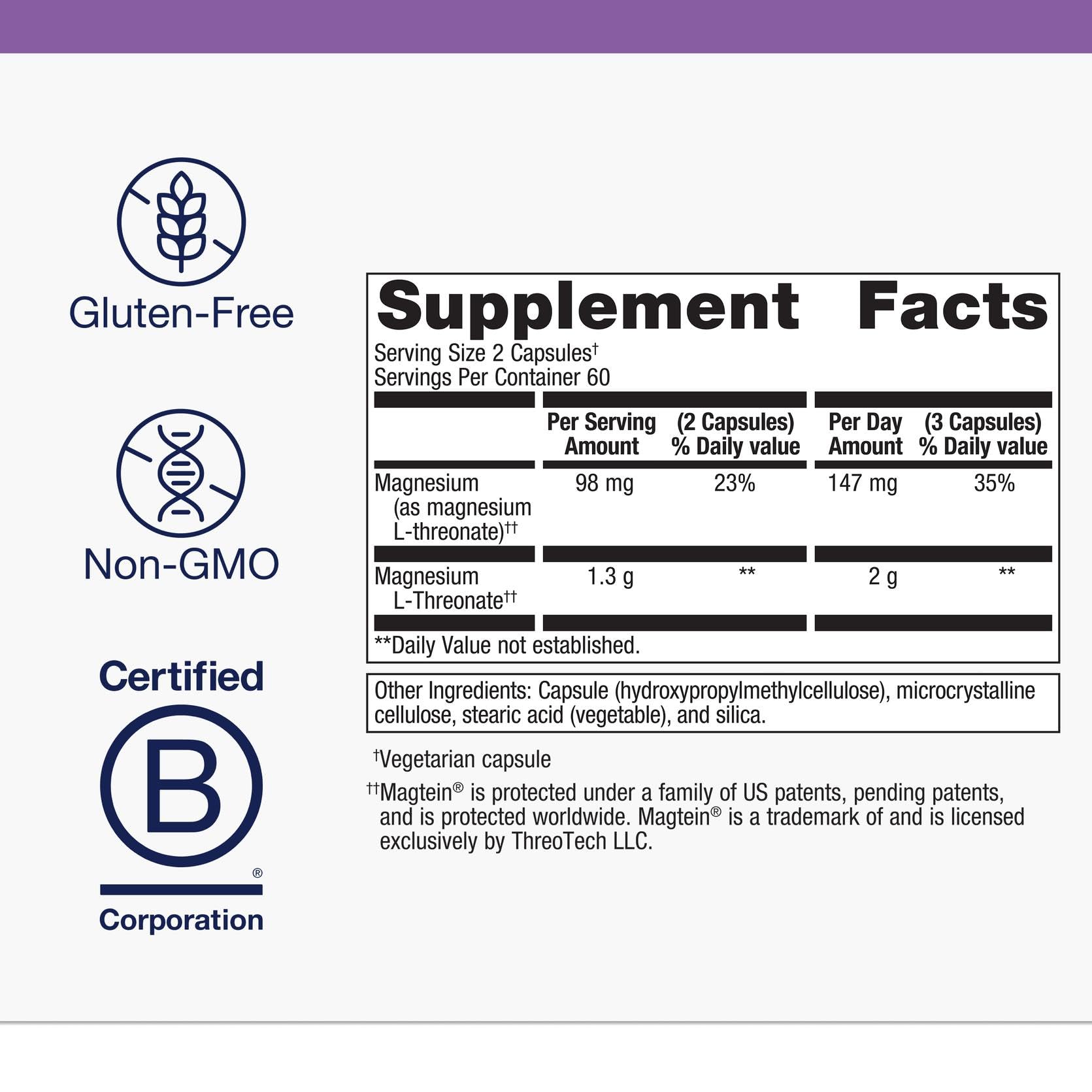 Close-up of Magtein Magnesium L-Threonate capsules supplement