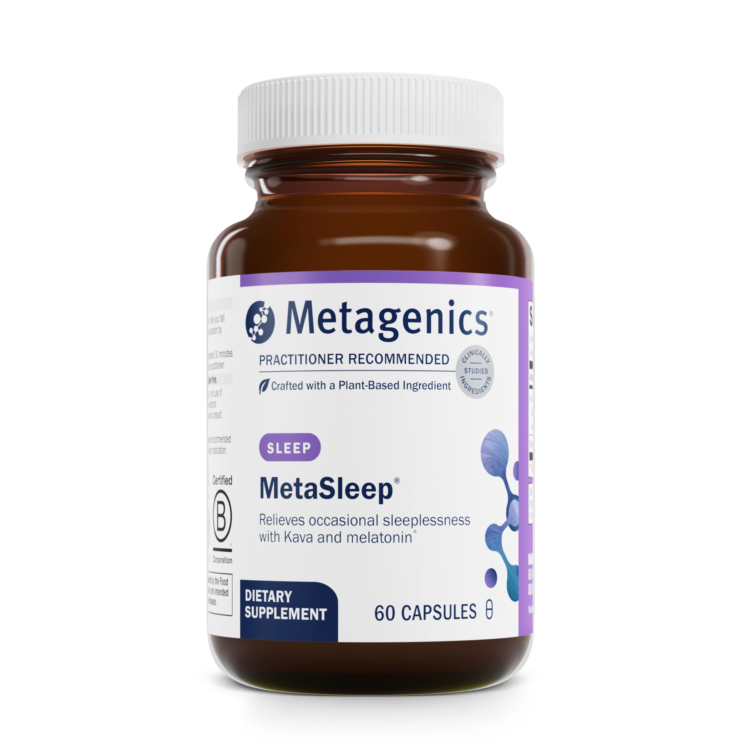 Packaging image of Metagenics MetaSleep dual-phase melatonin with kava 60 capsules