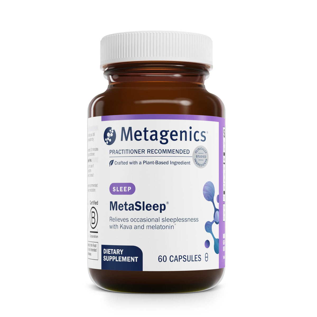Packaging image of Metagenics MetaSleep dual-phase melatonin with kava 60 capsules