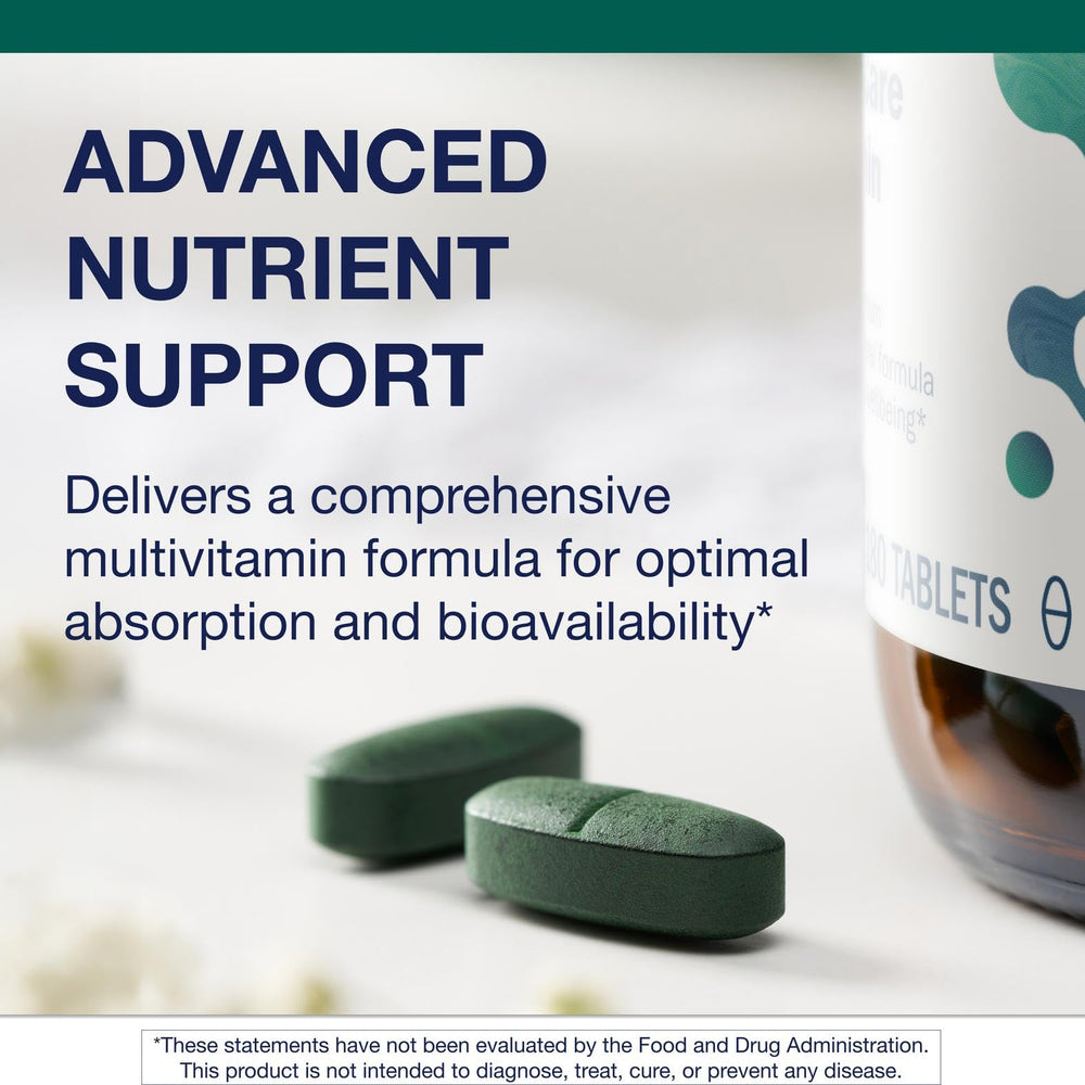 Non-GMO and gluten-free labeling on Metagenics Multigenics Intensive Care bottle