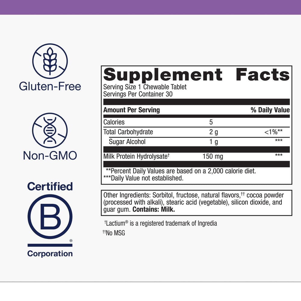 NuSera chocolate chewables back panel