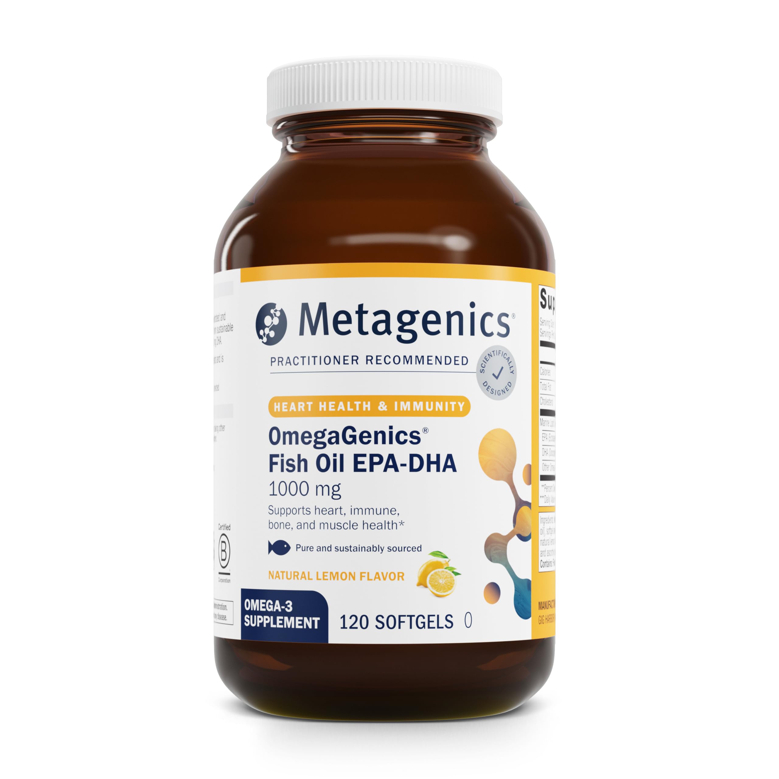 Metagenics OmegaGenics EPA-DHA 1000 mg bottle with 120 softgels