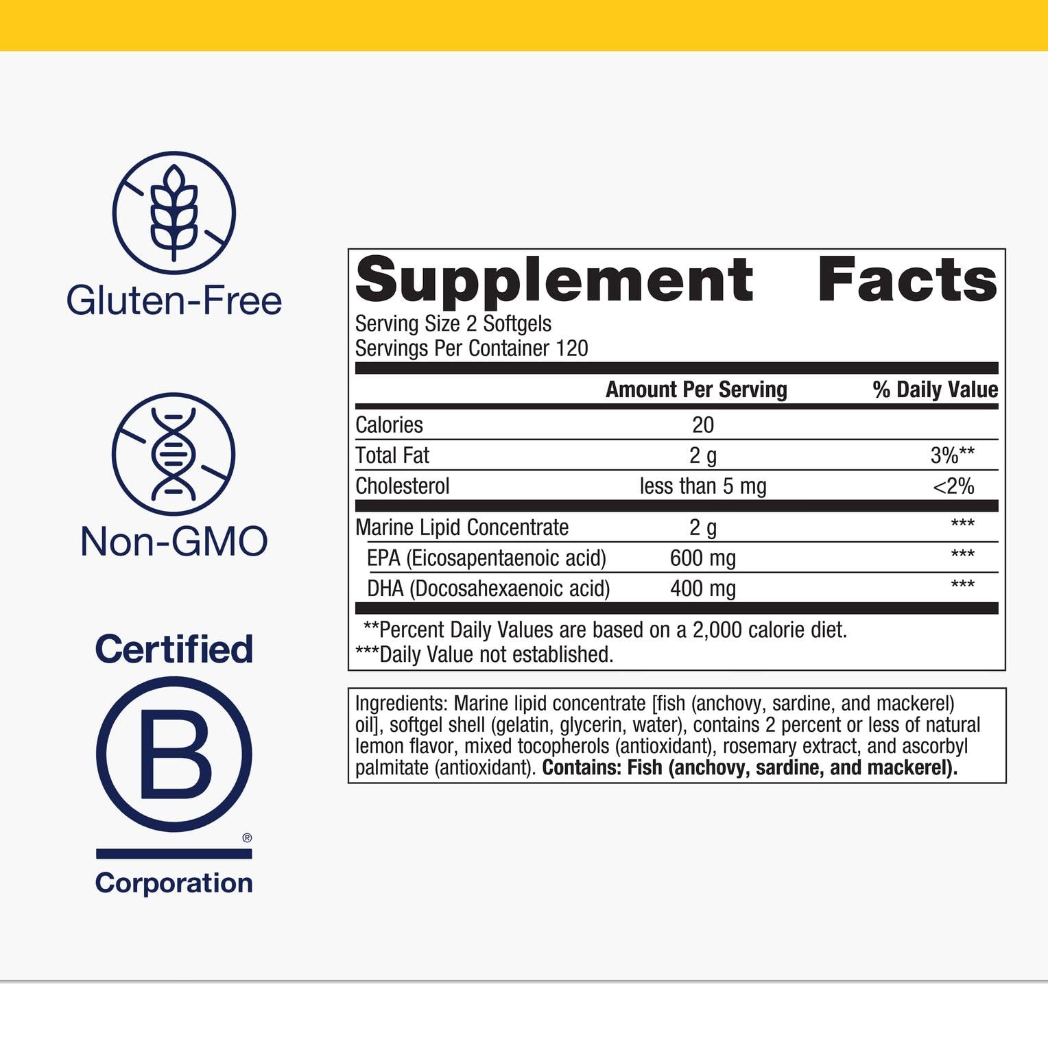 Close-up of Metagenics OmegaGenics EPA-DHA 500 softgels