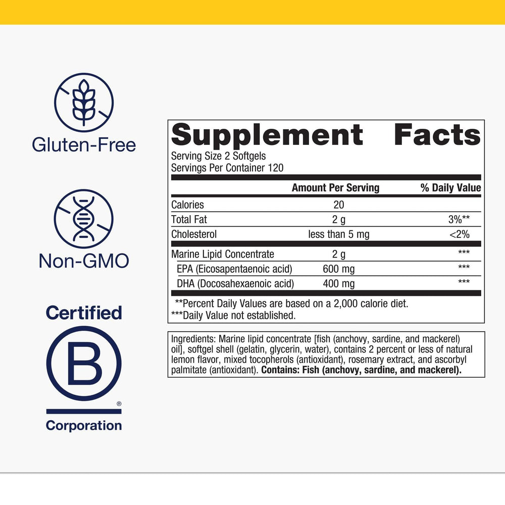 Close-up of Metagenics OmegaGenics EPA-DHA 500 softgels