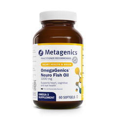 Metagenics OmegaGenics Fish Oil 1000 mg bottle with 60 softgels