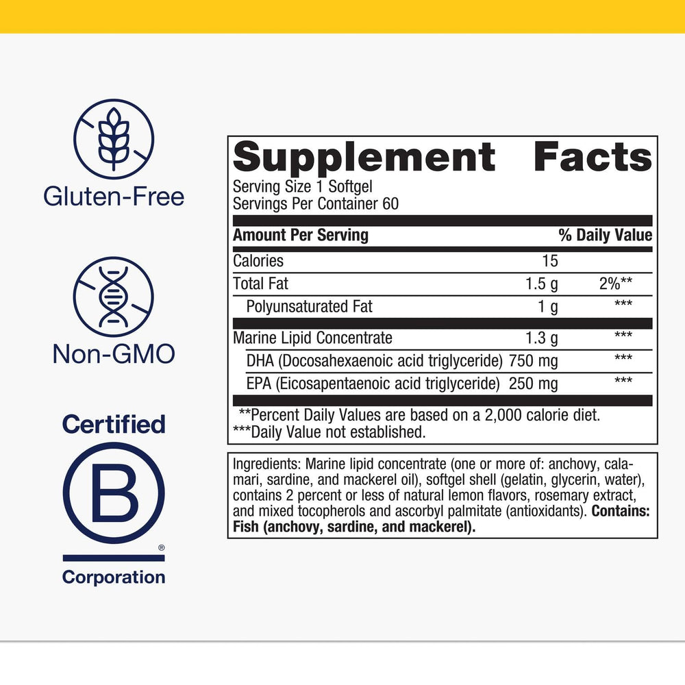Brain health concept for omega-3 DHA and EPA benefits