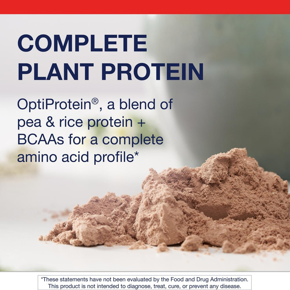Metagenics Perfect Protein Pea & Rice chocolate label closeup highlights clean nutrition