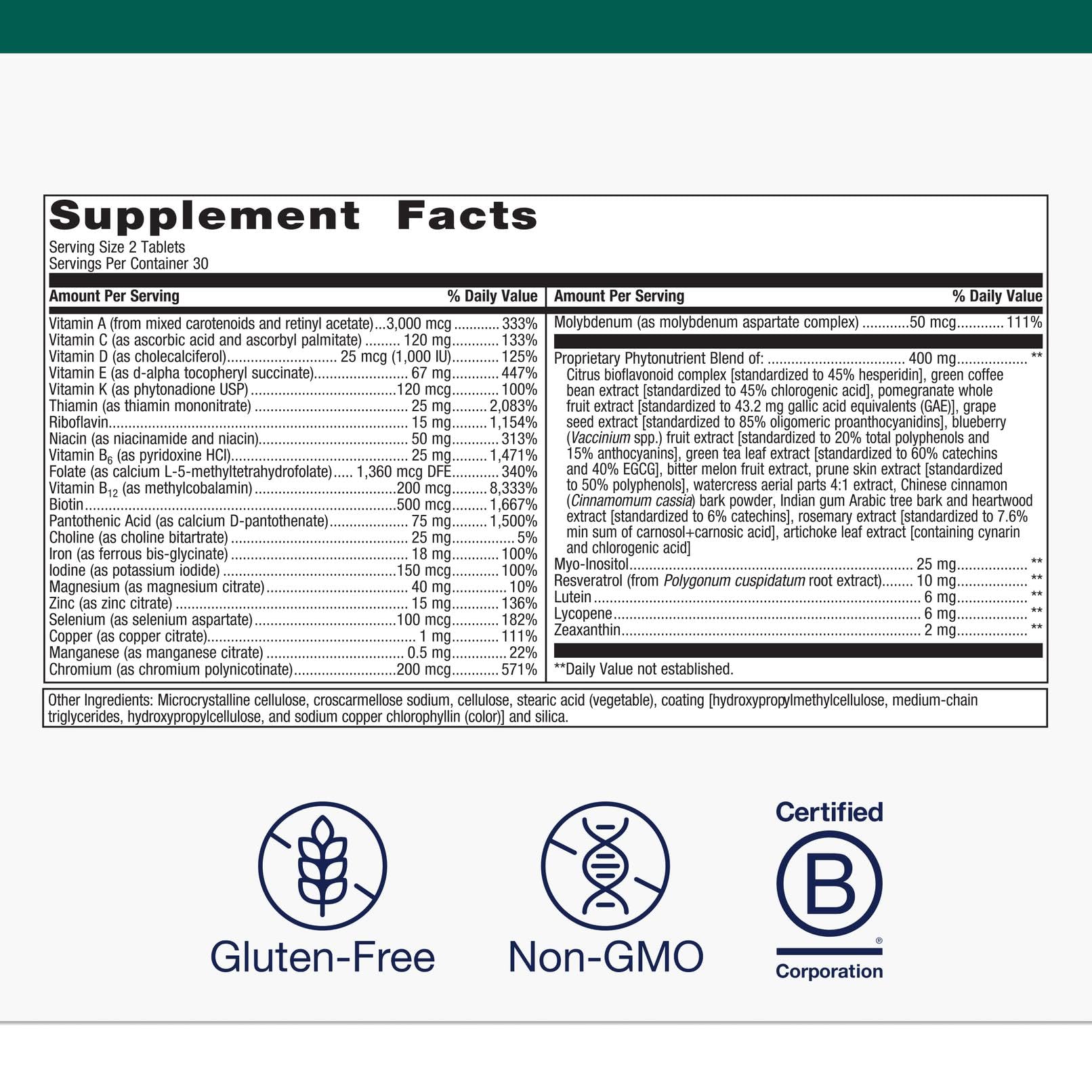 Close-up of label showing methylfolate 800 mcg and iron bisglycinate 18 mg