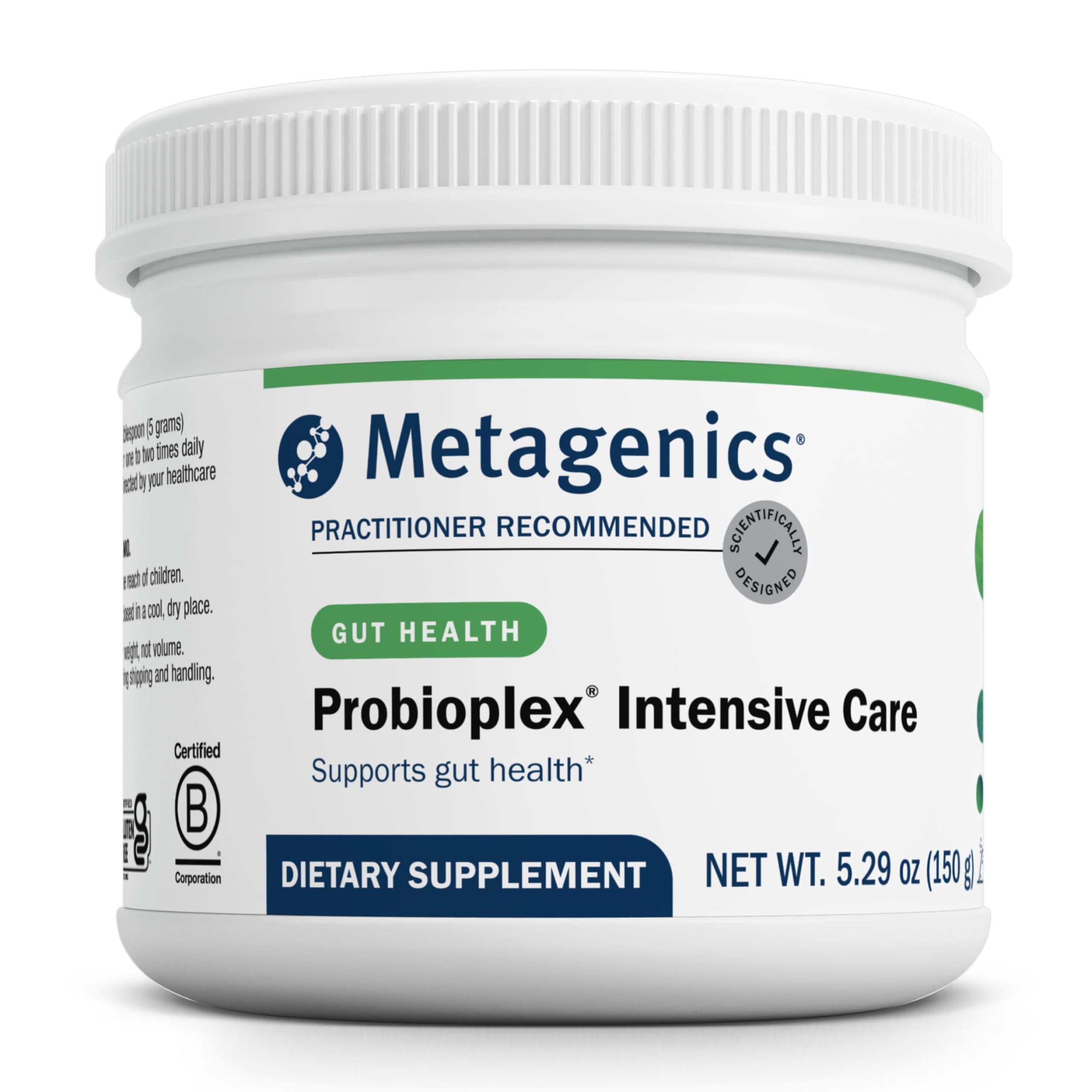 Metagenics Probioplex Intensive Care tub front for daily gut support