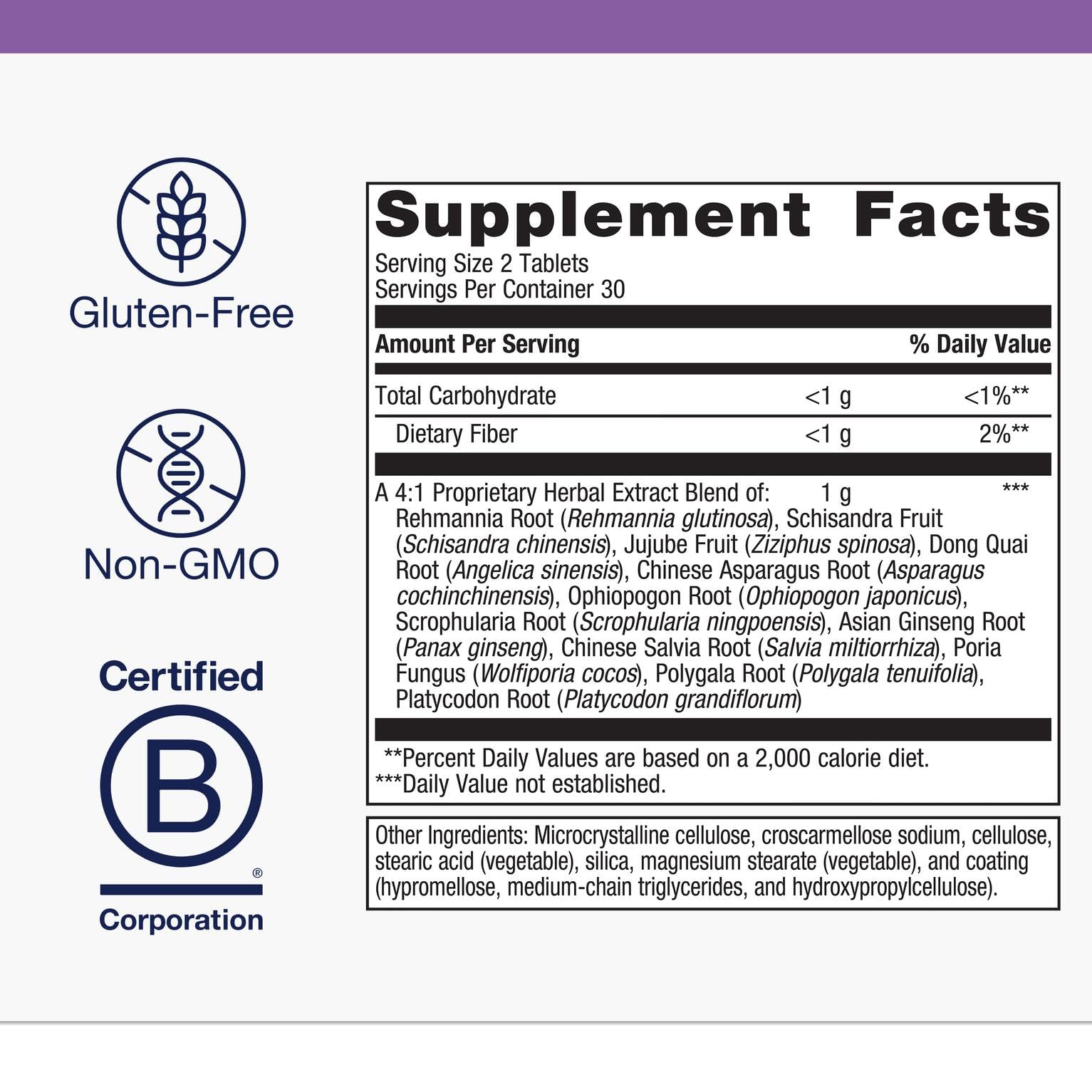 Asian ginseng and herbal ingredients in Serenagen