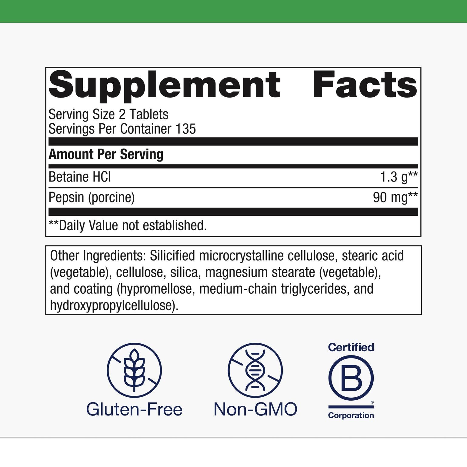 Metagenics SpectraZyme Betaine HCl + Pepsin bottle close-up