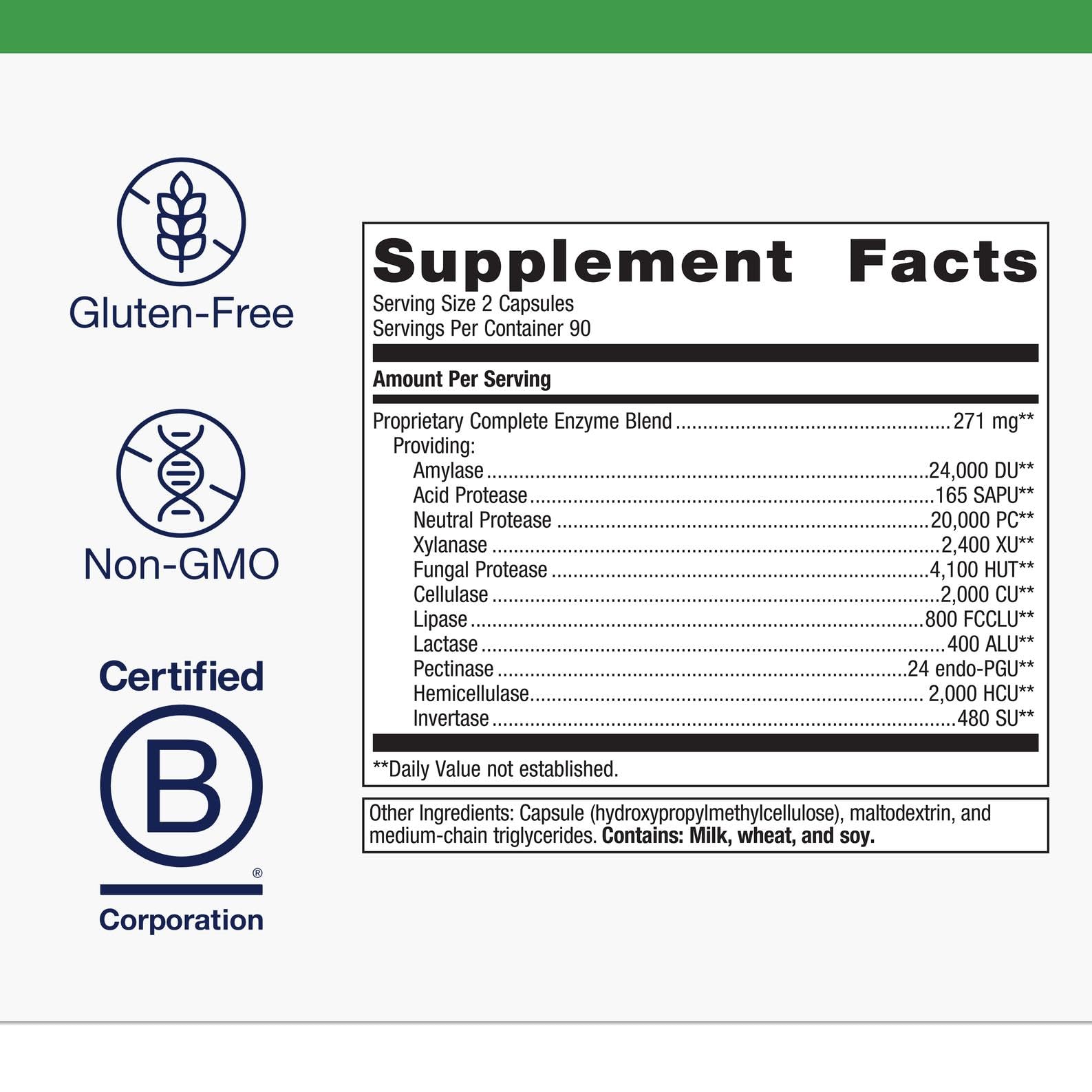 Close-up of plant-based digestive enzyme capsules