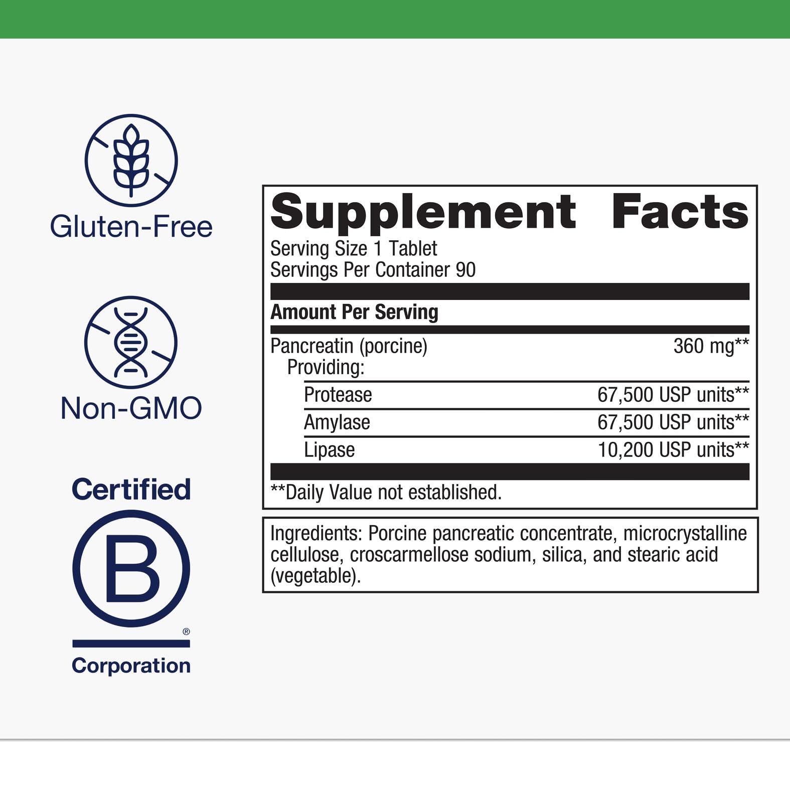 Front view of Metagenics SpectraZyme Pancreatic Enzymes bottle
