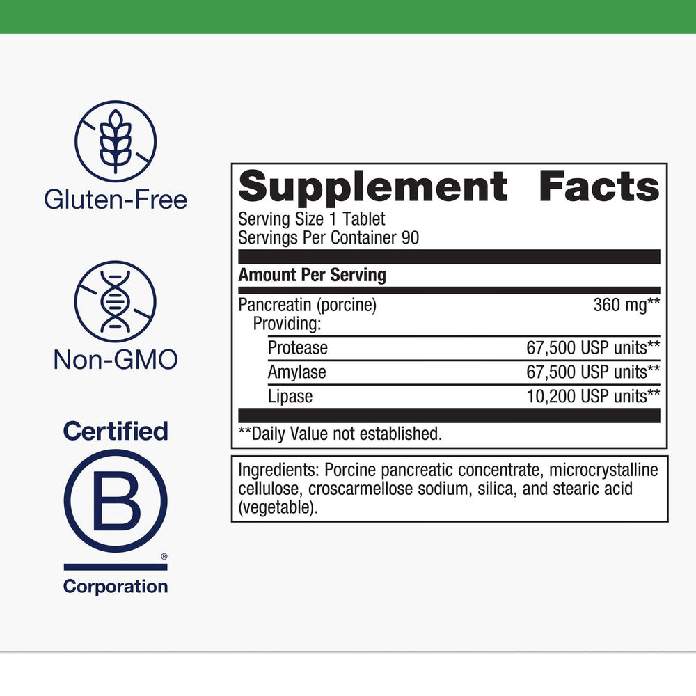 Front view of Metagenics SpectraZyme Pancreatic Enzymes bottle