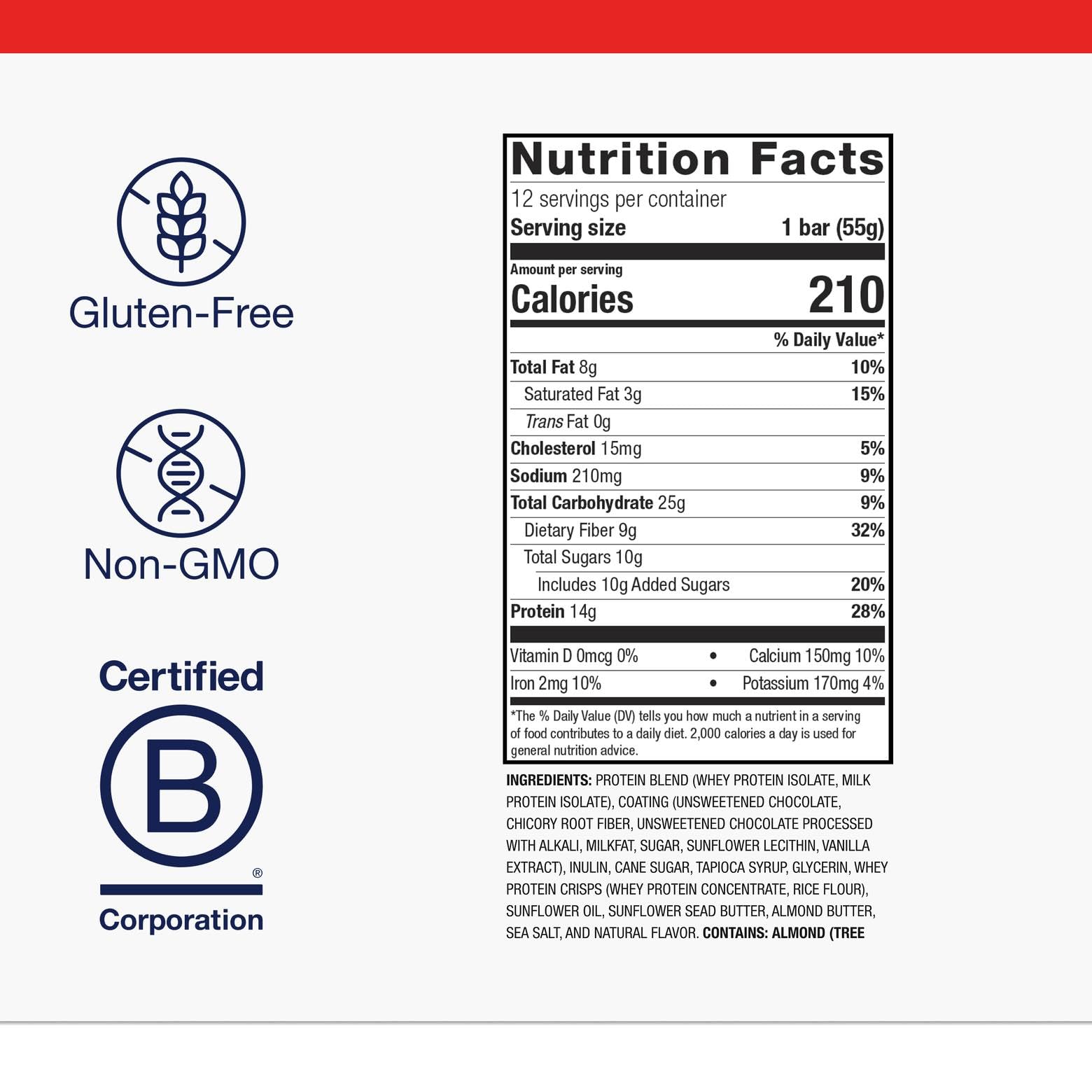Close-up of Metagenics Ultra Energy Bars nutrition label