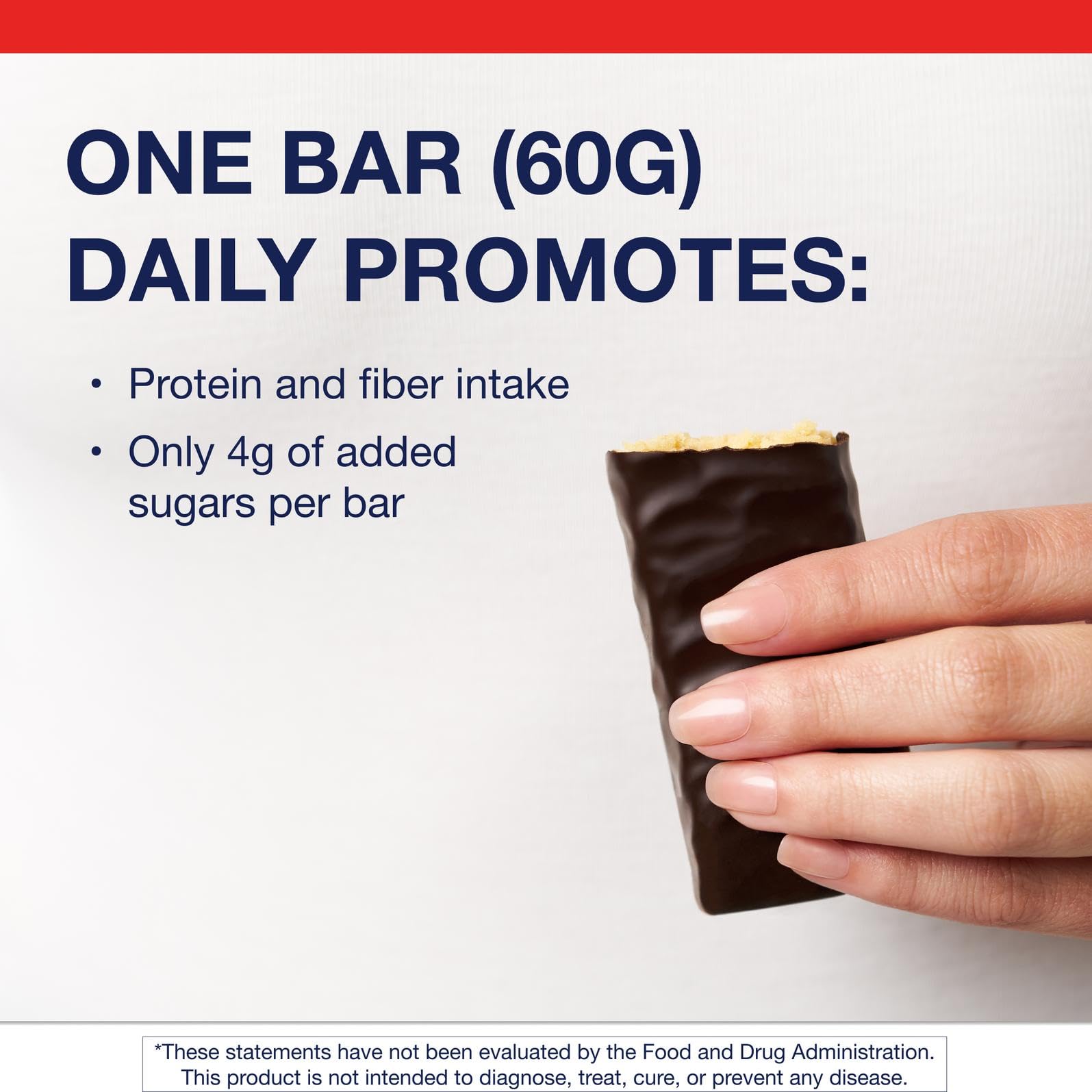 Close-up of Metagenics Ultra Protein Bar reveals textured surface and protein-rich appeal.