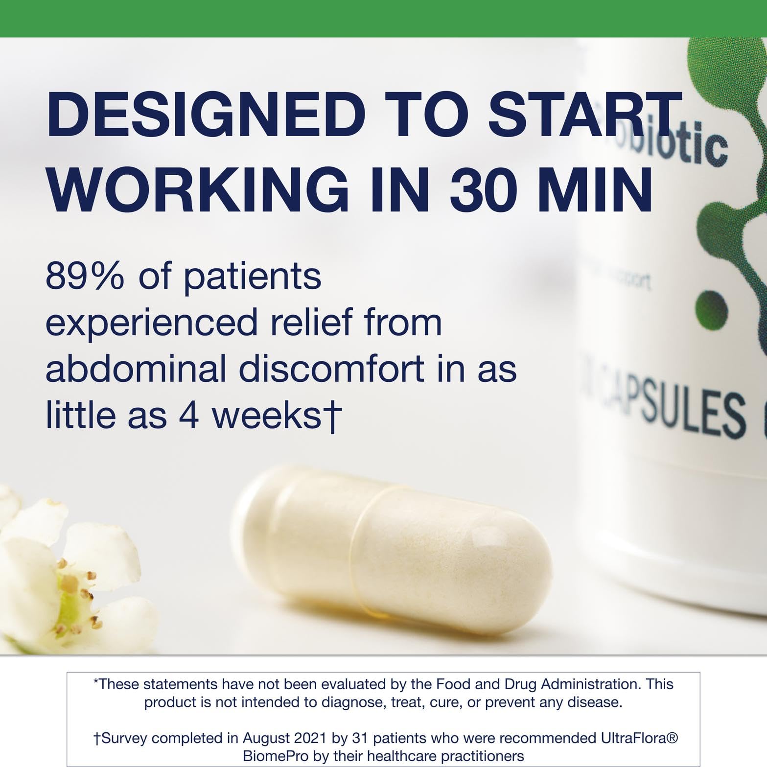 Graphic illustrating 8 clinically researched probiotic strains