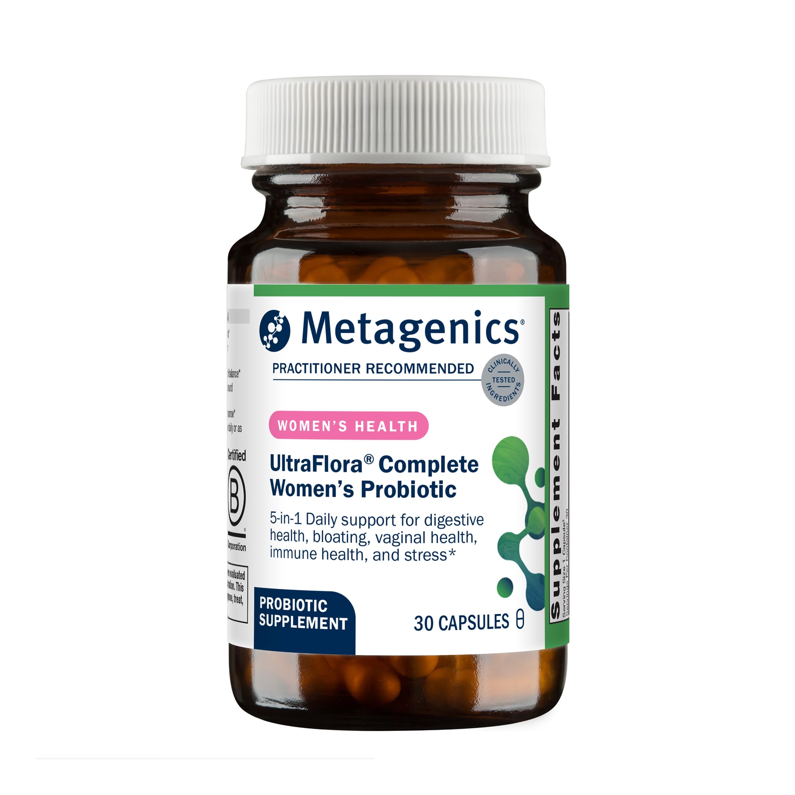 Front view of Metagenics UltraFlora Complete Women's Probiotic bottle