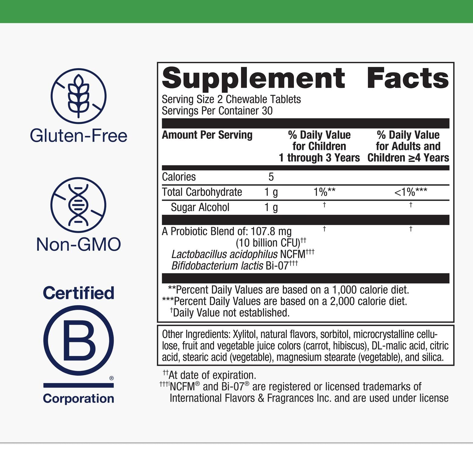 Grape-flavored chewable tablets for kids