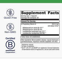 Product label of Metagenics UltraFlora Restore Probiotic