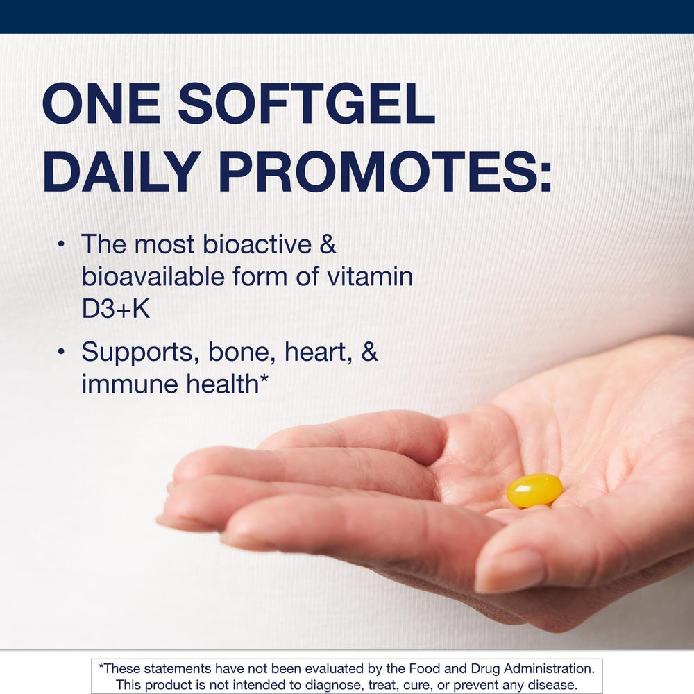 Supplement facts: Vitamin D3 10,000 IU and MK-7 K2 highlighted