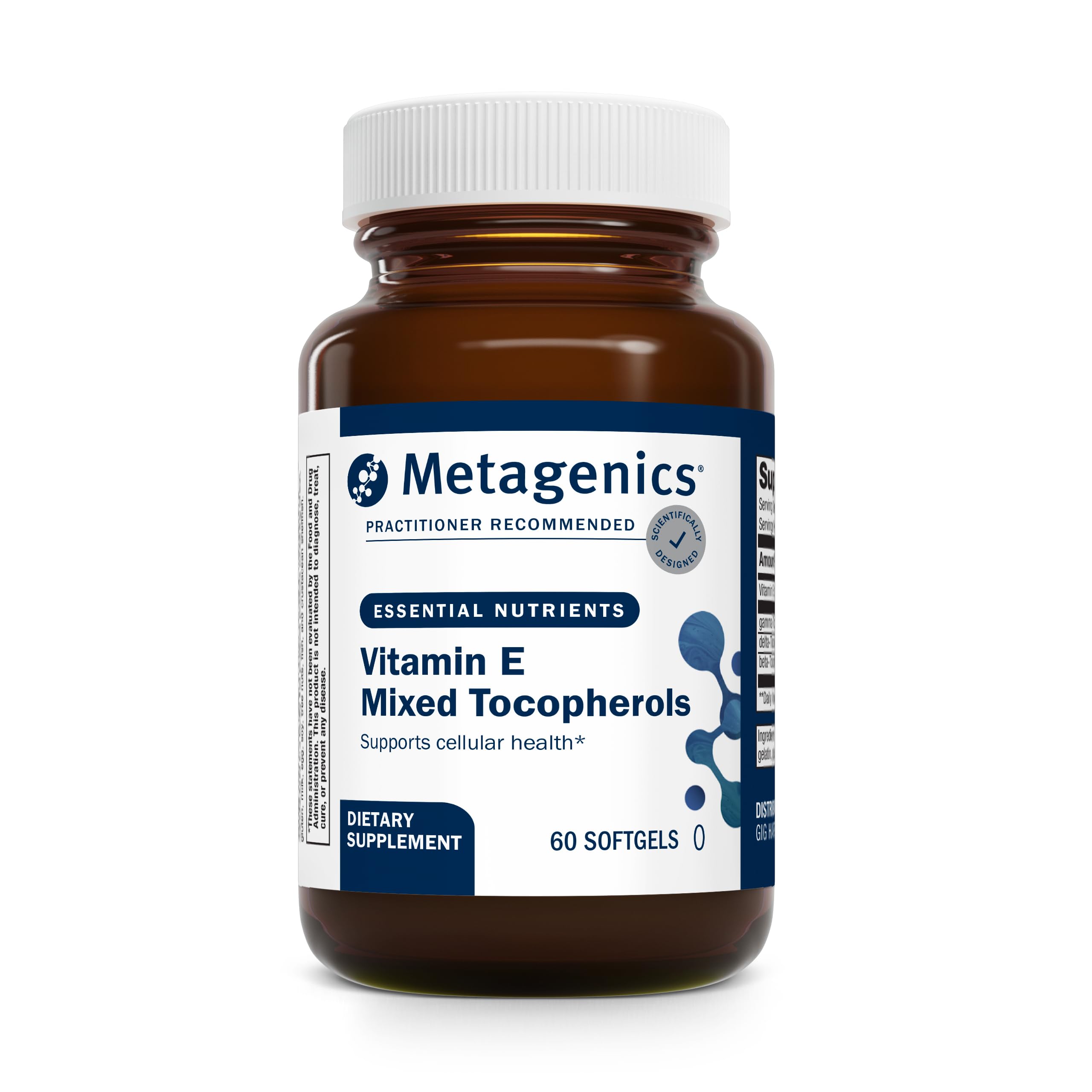 Metagenics Vitamin E Mixed Tocopherols bottle and label