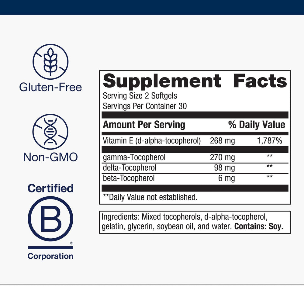 Comprehensive tocopherol blend showing alpha, gamma, delta and beta tocopherols