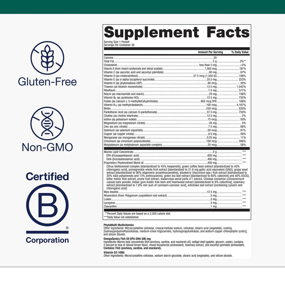 Daily packs blister packs with vitamins and omega-3 capsules