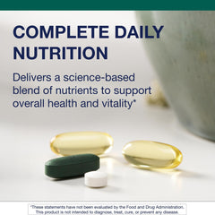 Supplement bottles with daily packs on a desk