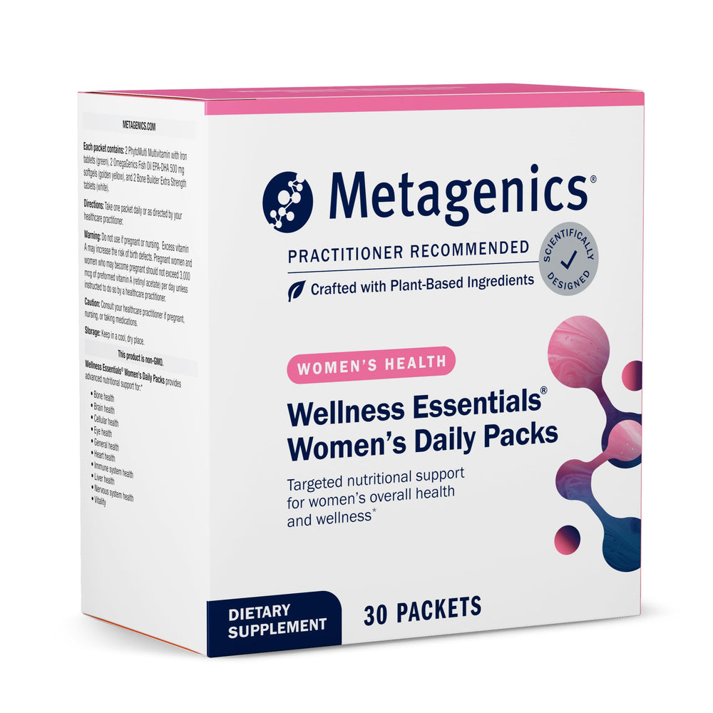 Metagenics Wellness Essentials Women’s Daily Packets box and individual packets
