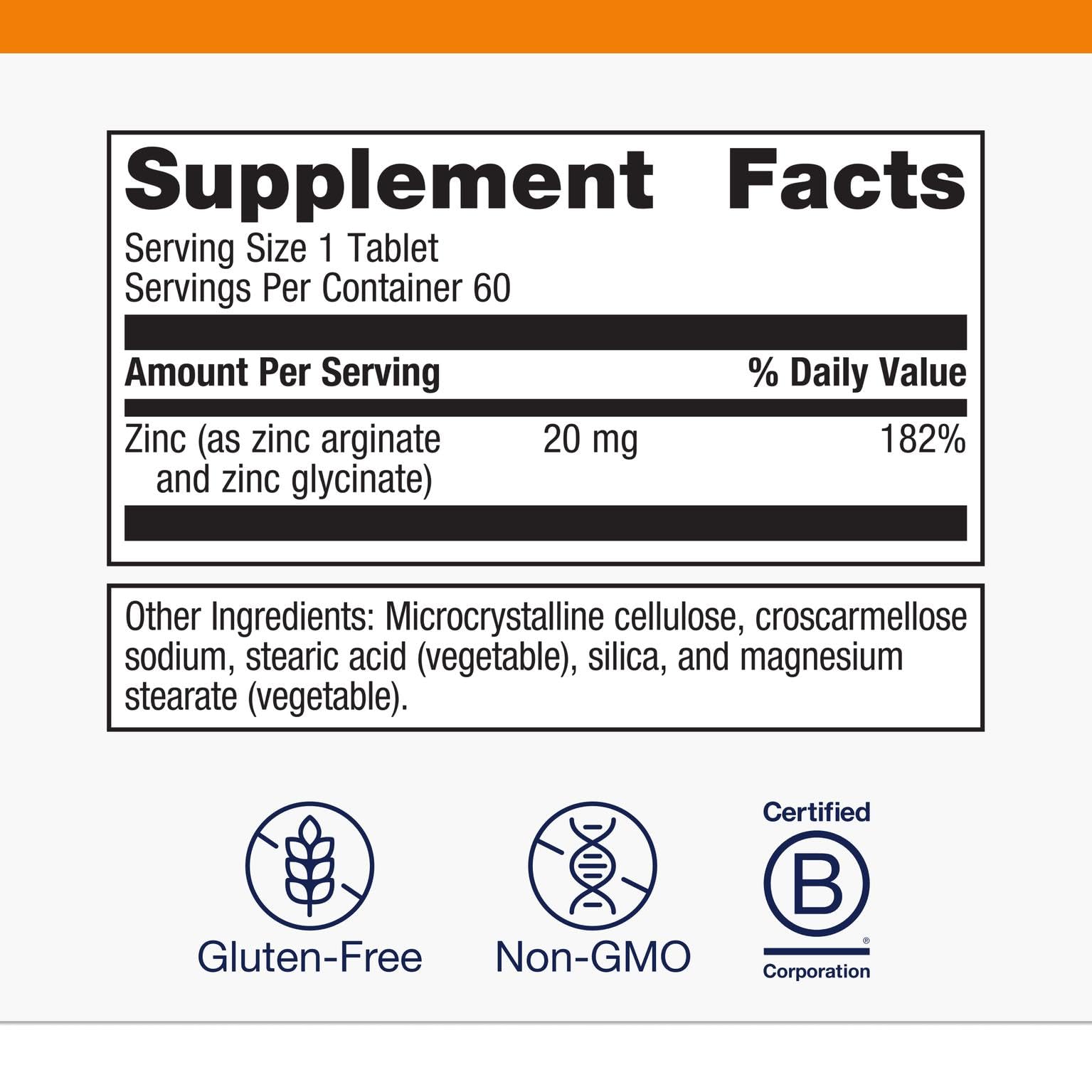 Close-up of Zinc A.G. tablet illustrating arginine glycine chelate