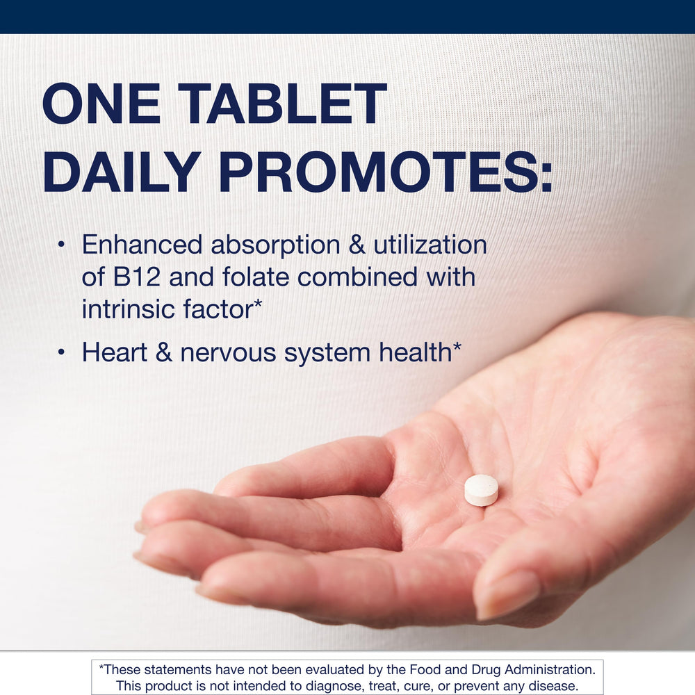 Close-up of Metagenics Intrinsi B12-Folate tablets