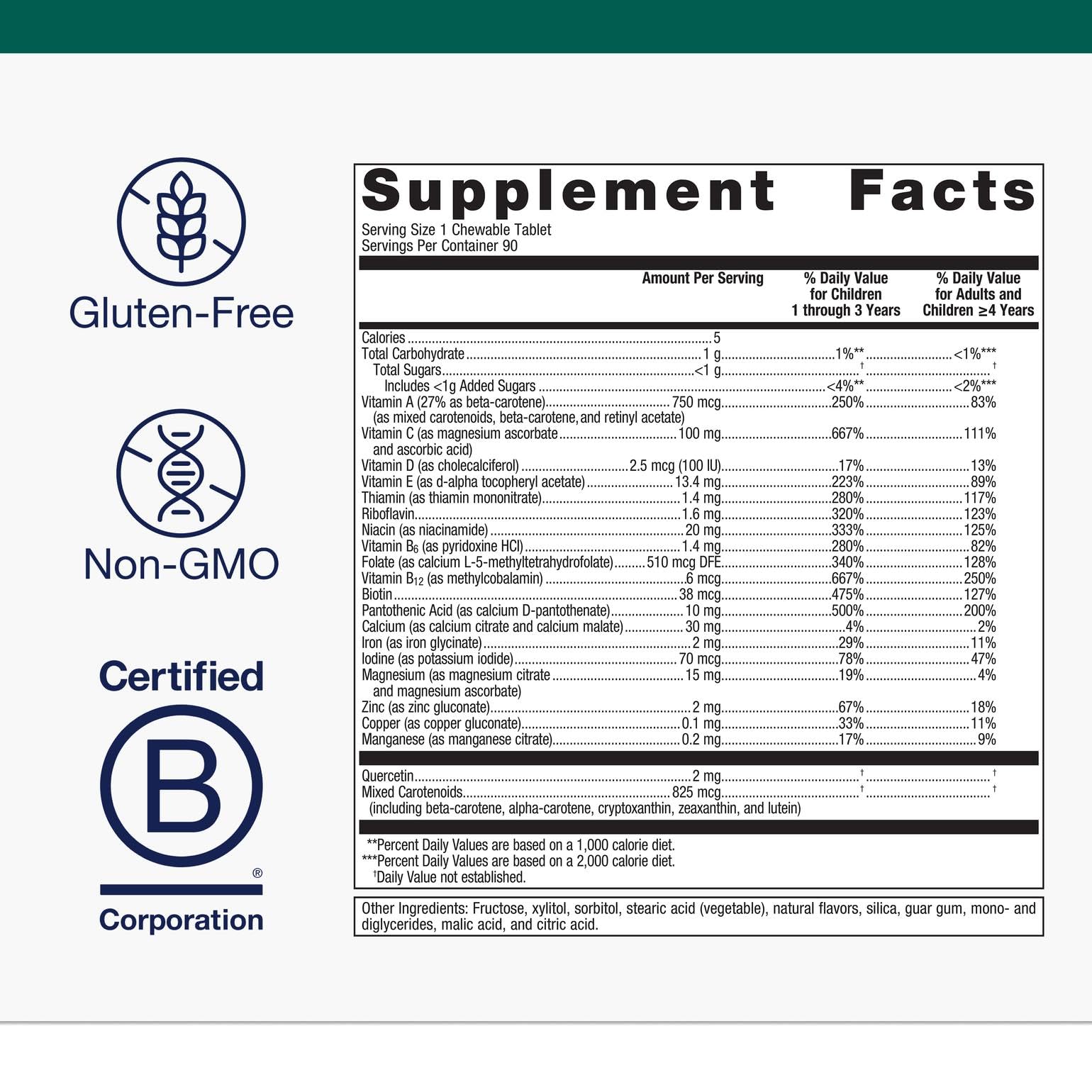 Back of bottle showing supplement facts and ingredients