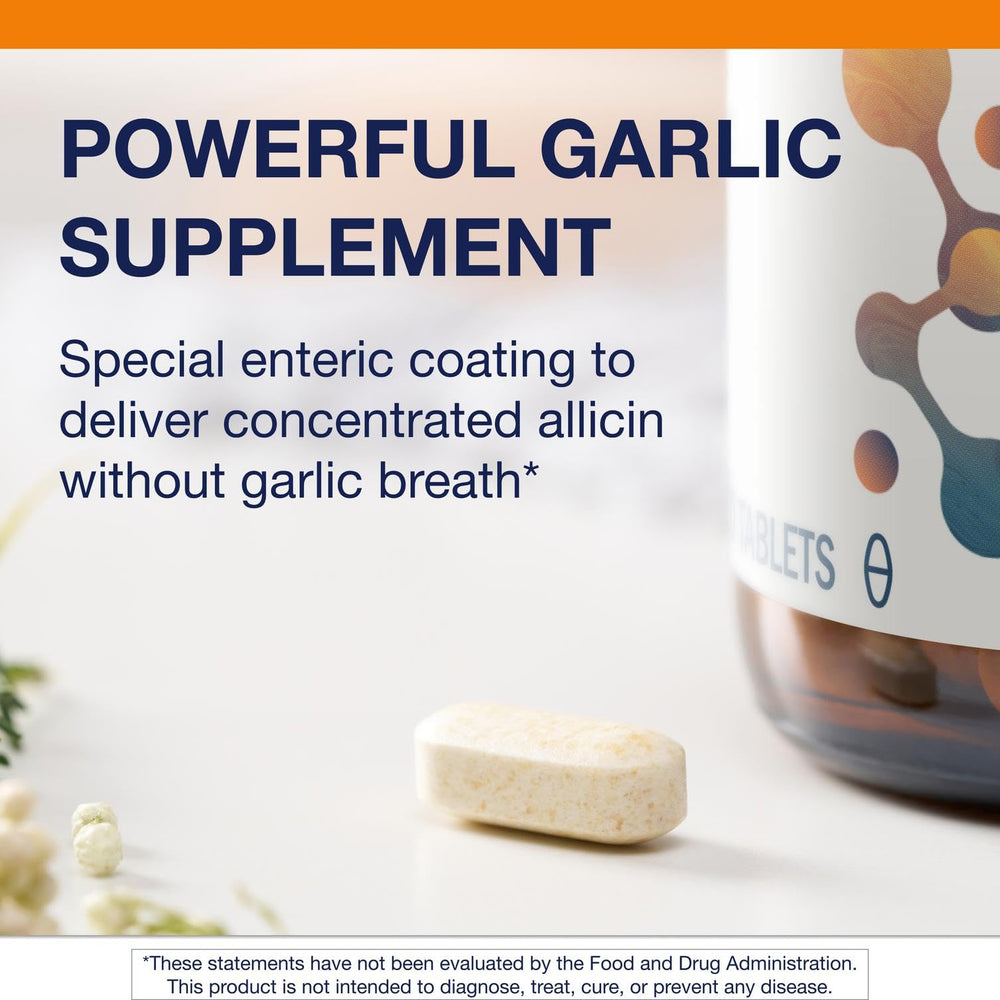 Garlic tablets dissolving in intestines illustration