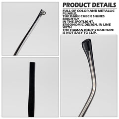 Black replacement arm mounted on eyeglass frame