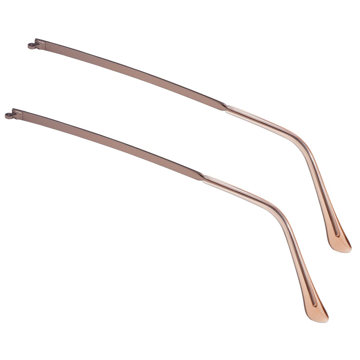 Coffee color metal eyeglass replacement arm close-up