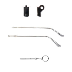 Pair of silver metal glasses temple arms with hinge and 3-in-1 screwdriver