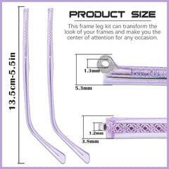 Close-up of metal replacement arms for glasses