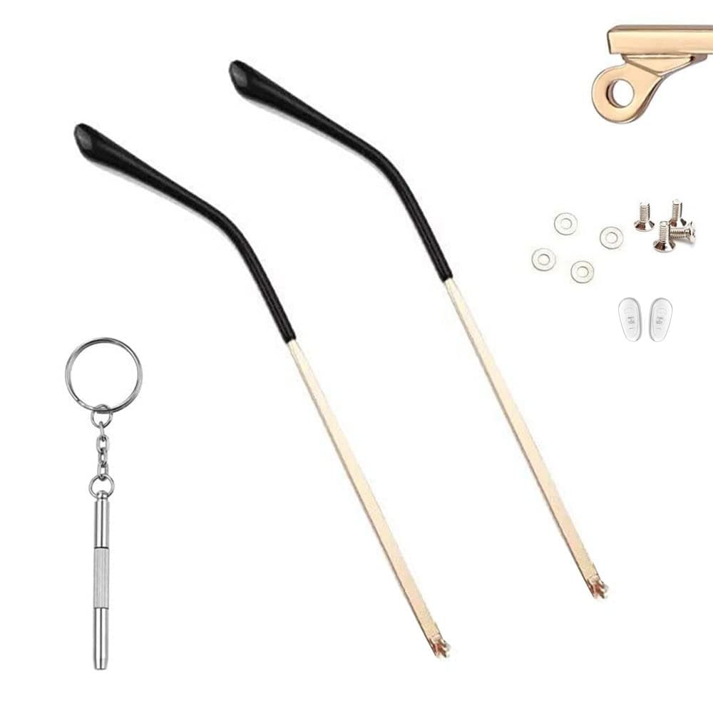 Universal gold metal glasses temple arms kit - front view