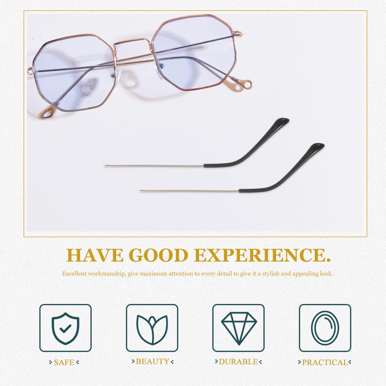 Metal temple replacement for eyewear
